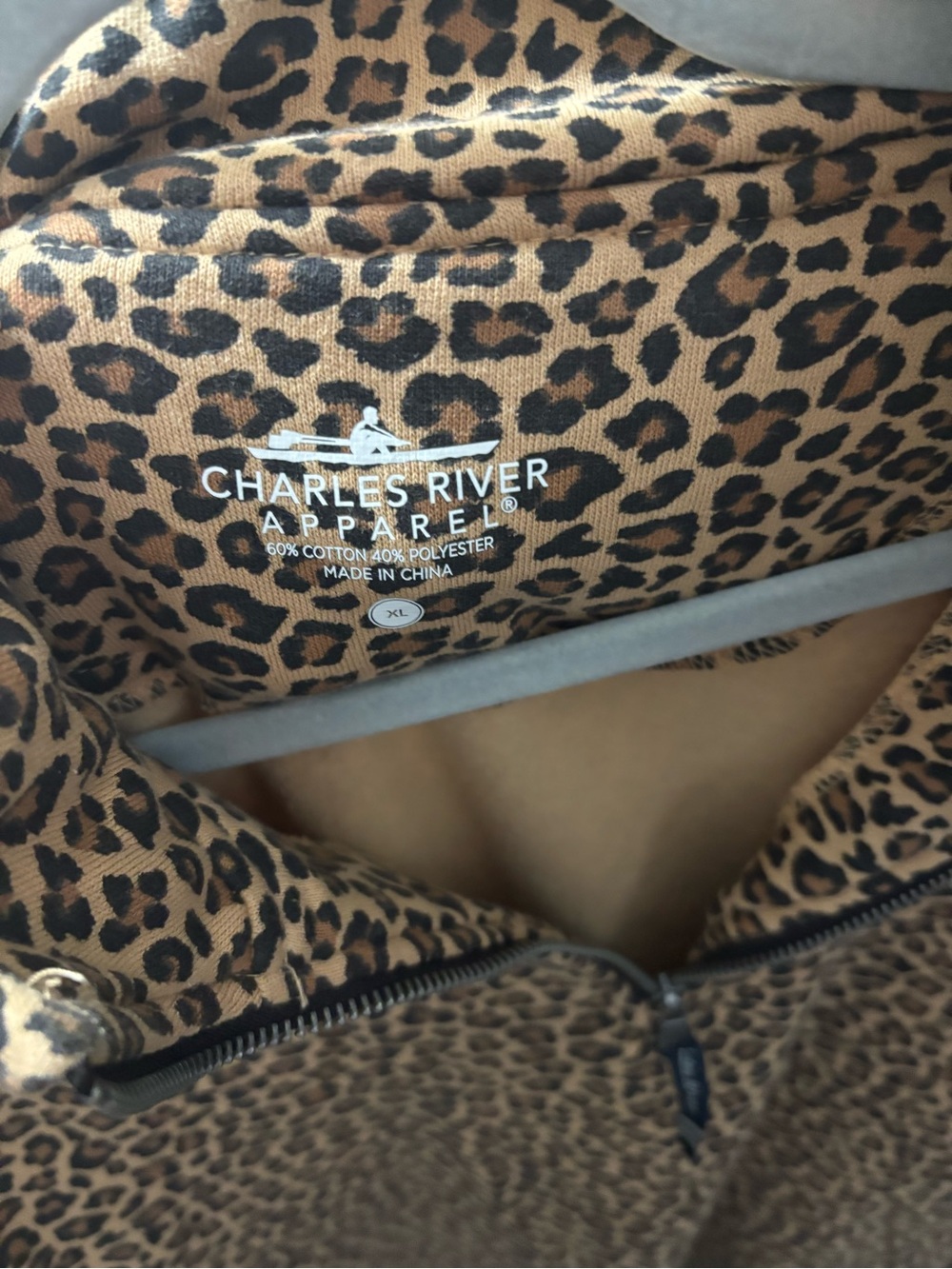 Charles River Apparel Leopard Print Quarter-Zip - Brown/Black - Picture 4 of 4